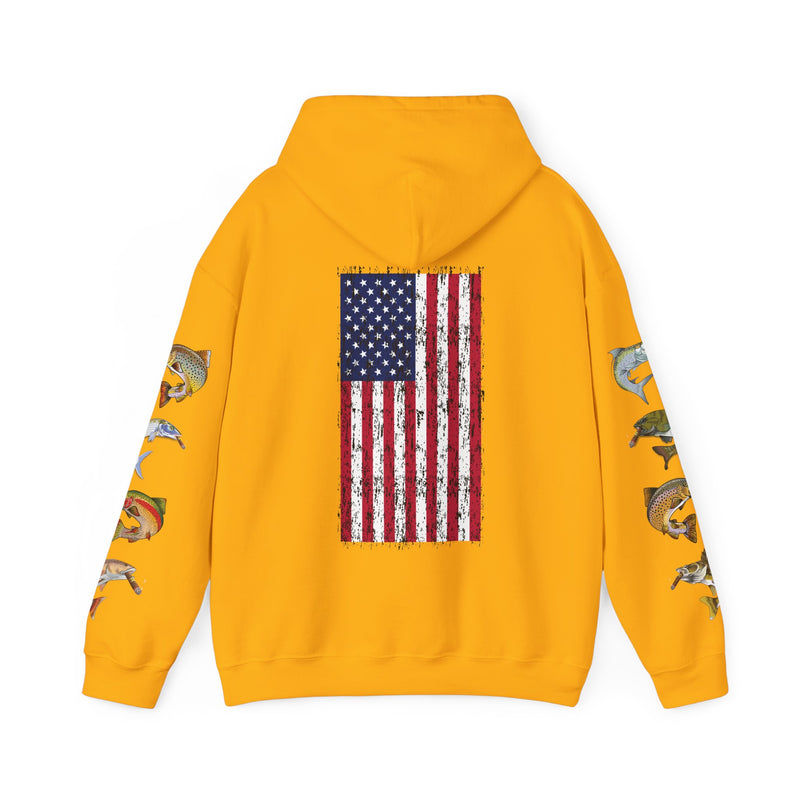 Load image into Gallery viewer, Smokin' Skull and Mega-Fish Patriot Hoodie Sweatshirt