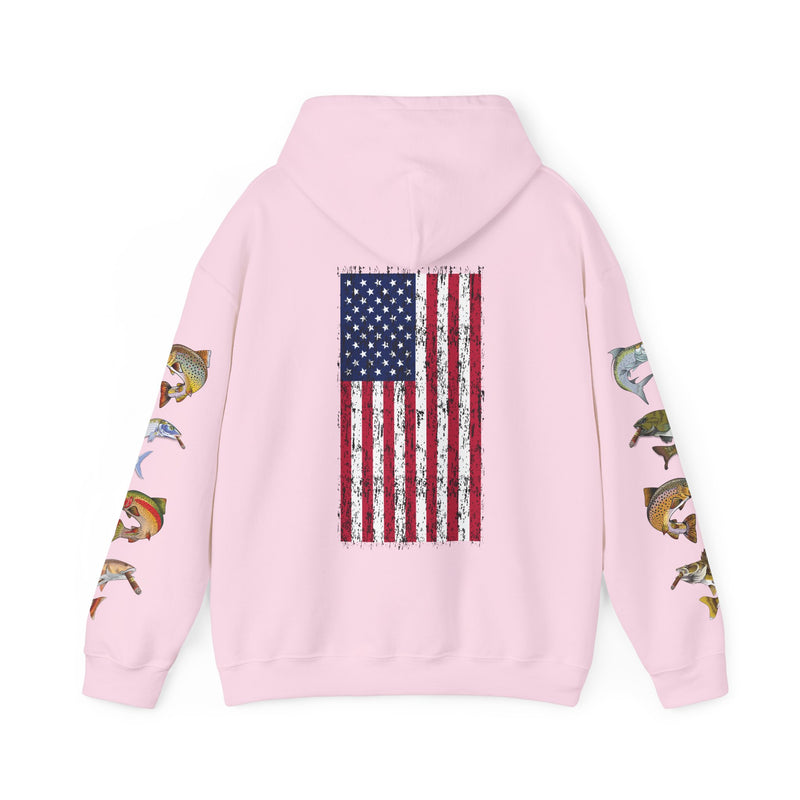 Load image into Gallery viewer, Smokin' Skull and Mega-Fish Patriot Hoodie Sweatshirt