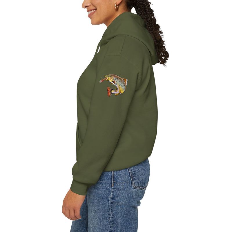 Load image into Gallery viewer, Smokin' Skull and Brown Trout Patriot Hoodie Sweatshirt