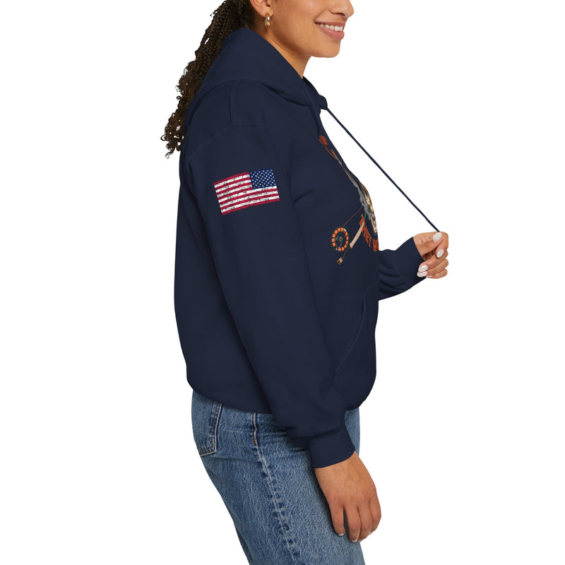Load image into Gallery viewer, Smokin' Skull Patriot Hoodie Sweatshirt