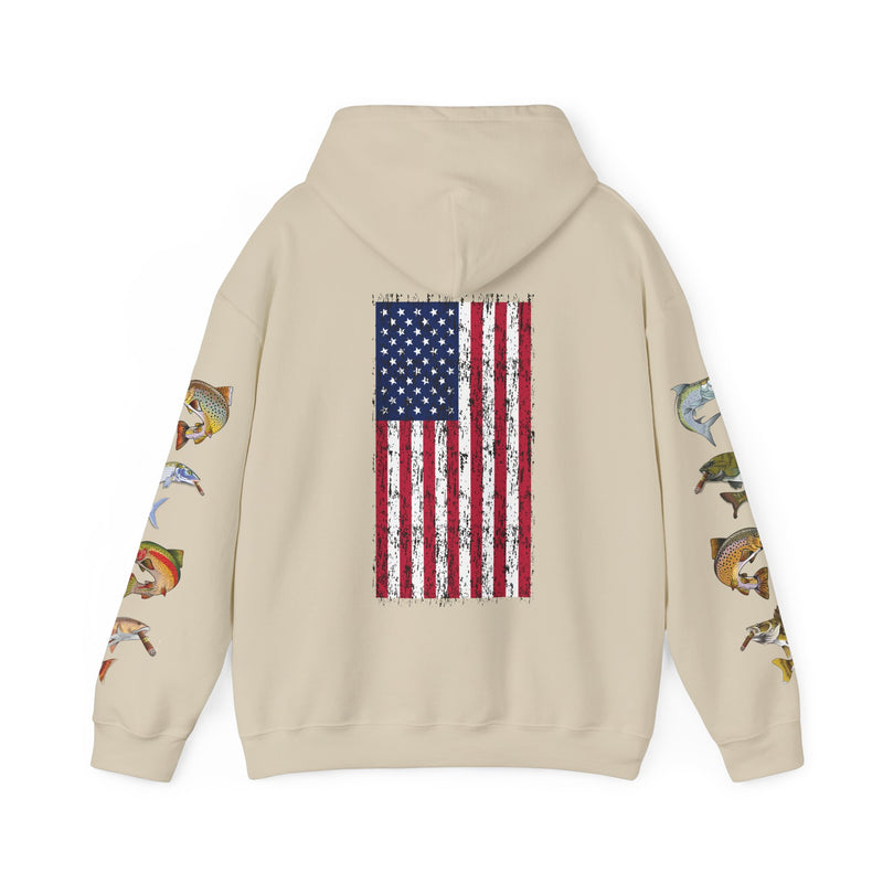 Load image into Gallery viewer, Smokin' Skull and Mega-Fish Patriot Hoodie Sweatshirt