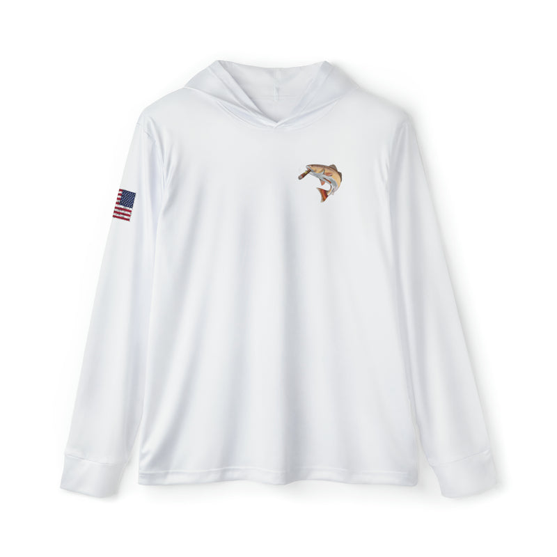 Load image into Gallery viewer, Smokin' Redfish Patriot Fishing Hoodie | Cloud White