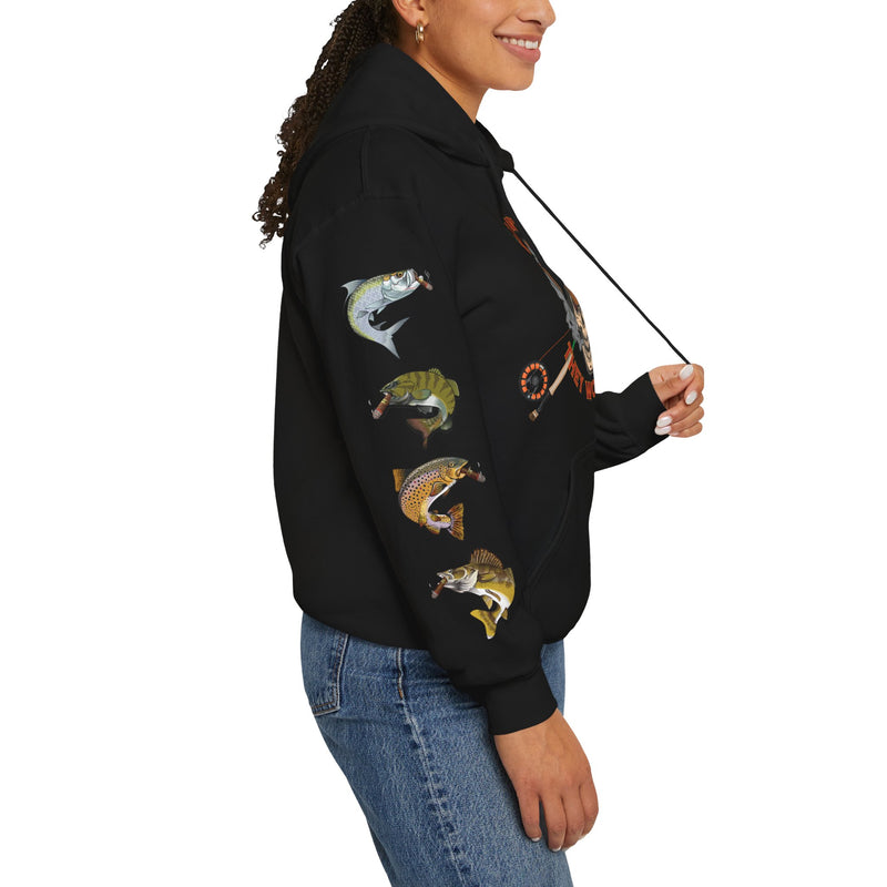 Load image into Gallery viewer, Smokin' Skull and Mega-Fish Patriot Hoodie Sweatshirt