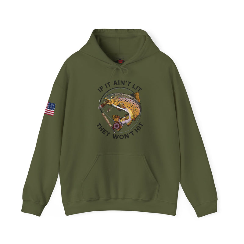 Load image into Gallery viewer, Smokin' Brown Trout & Mouse Patriot Hoodie Sweatshirt