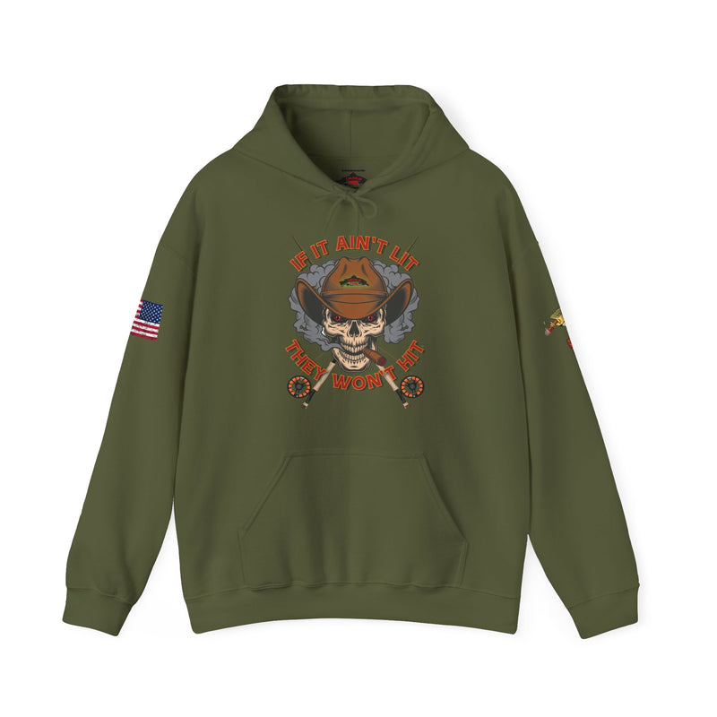 Load image into Gallery viewer, Smokin' Skull and Brown Trout Patriot Hoodie Sweatshirt