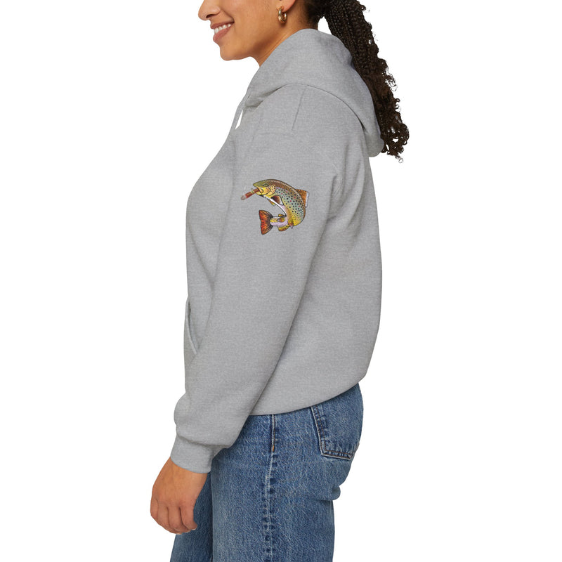 Load image into Gallery viewer, Smokin' Skull and Brown Trout Patriot Hoodie Sweatshirt
