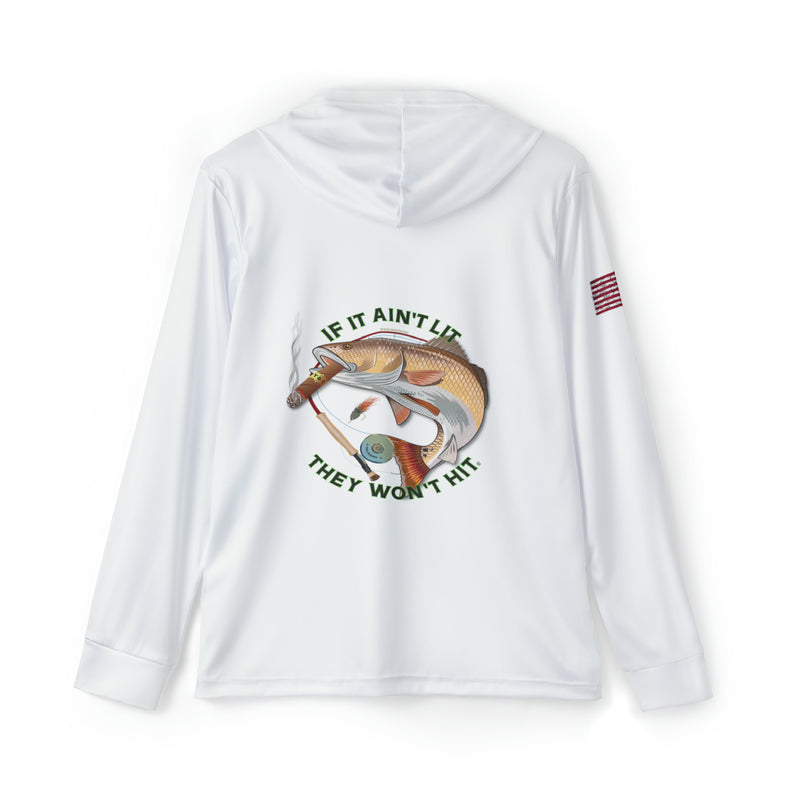 Load image into Gallery viewer, Smokin' Redfish Patriot Fishing Hoodie | Cloud White