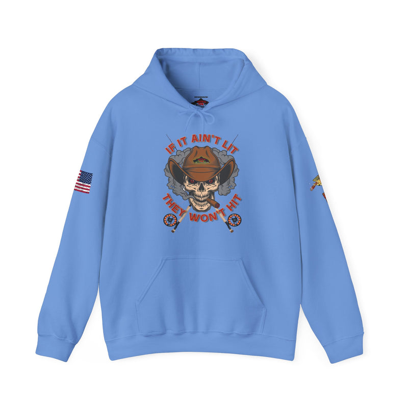 Load image into Gallery viewer, Smokin' Skull and Brown Trout Patriot Hoodie Sweatshirt