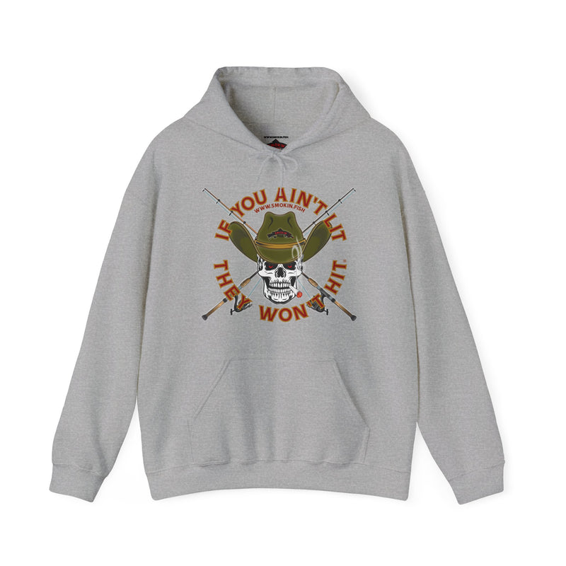 Load image into Gallery viewer, SMOKIN' Doobie Cowboy Skull Americana Spin Rod Hoodie Sweatshirt