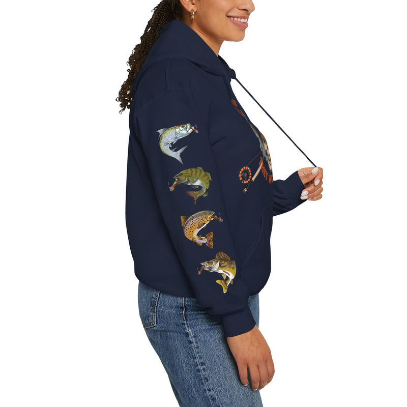 Load image into Gallery viewer, Smokin' Skull and Mega-Fish Patriot Hoodie Sweatshirt