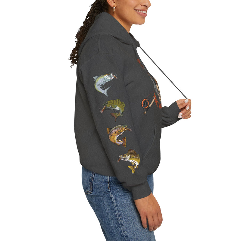 Load image into Gallery viewer, Smokin' Skull and Mega-Fish Patriot Hoodie Sweatshirt