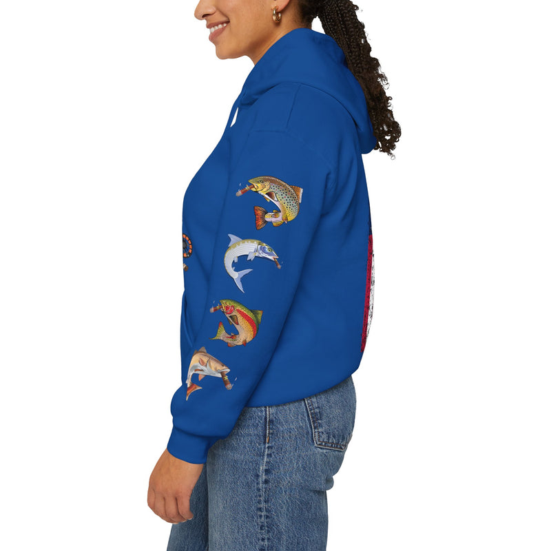 Load image into Gallery viewer, Smokin' Skull and Mega-Fish Patriot Hoodie Sweatshirt