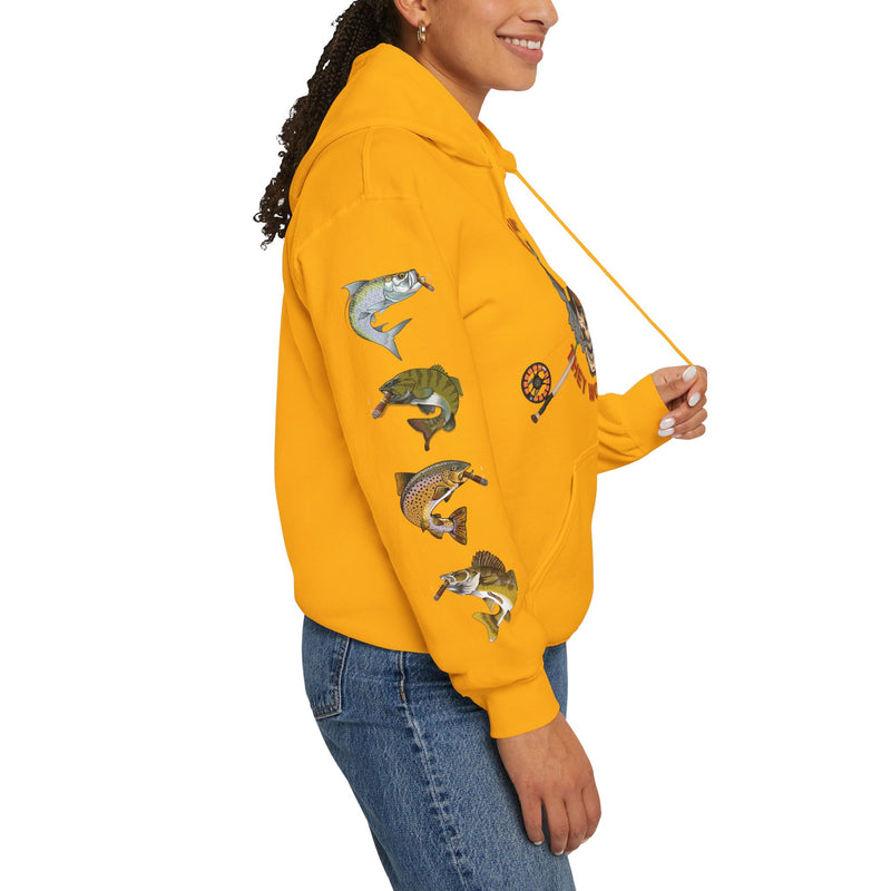 Load image into Gallery viewer, Smokin' Skull and Mega-Fish Patriot Hoodie Sweatshirt