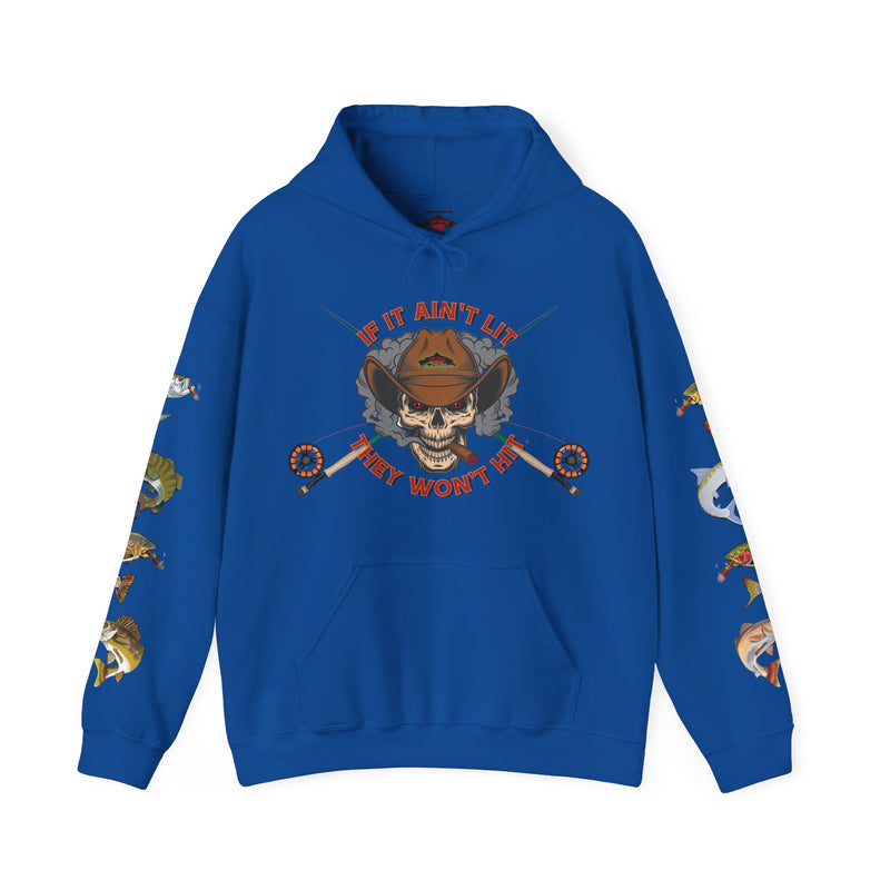 Load image into Gallery viewer, Smokin' Skull and Mega-Fish Patriot Hoodie Sweatshirt