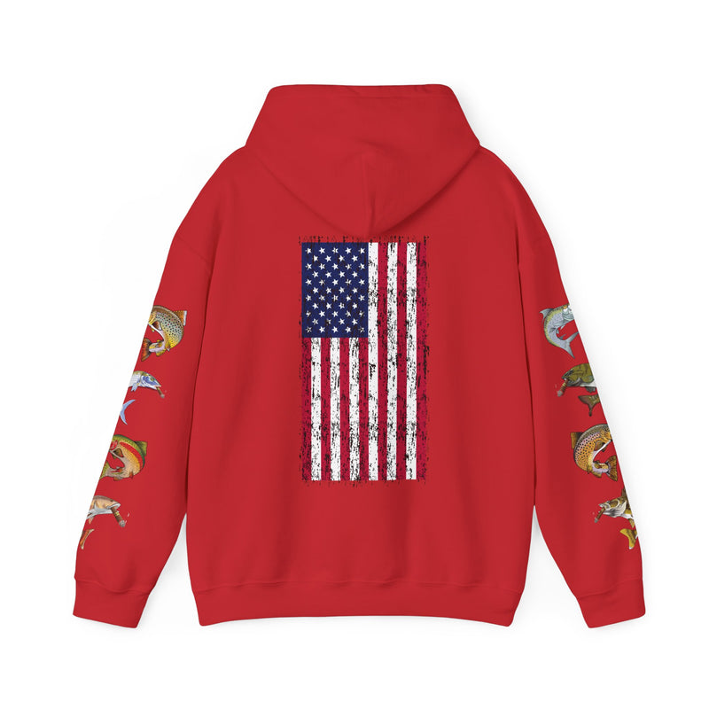 Load image into Gallery viewer, Smokin' Skull and Mega-Fish Patriot Hoodie Sweatshirt