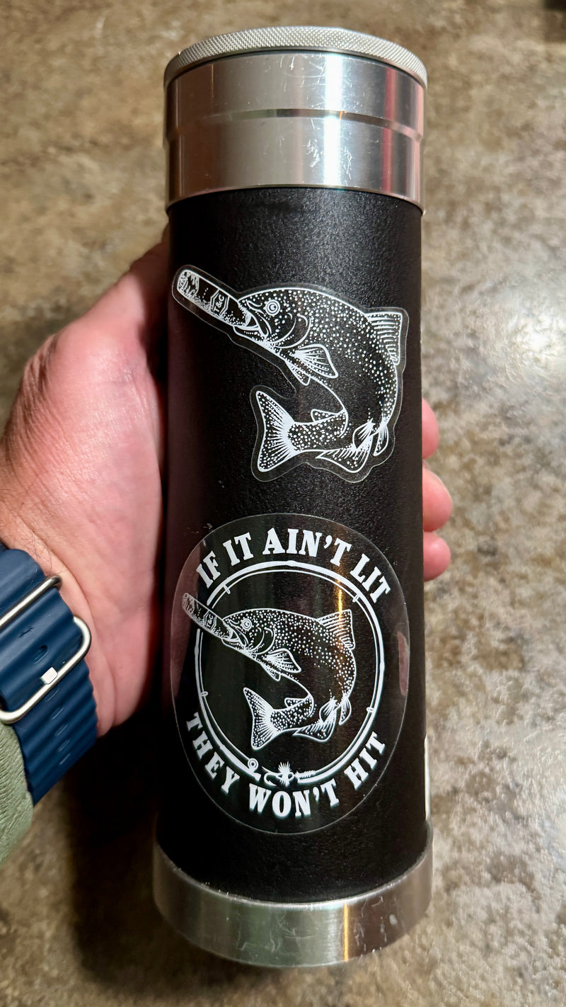 Load image into Gallery viewer, Heritage Trout & Cigars Clear White Line Fish Sticker