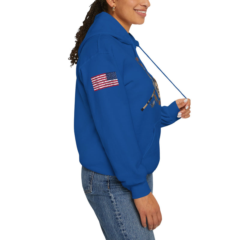 Load image into Gallery viewer, Smokin&#39; Skull Spincast Patriot Hoodie Sweatshirt
