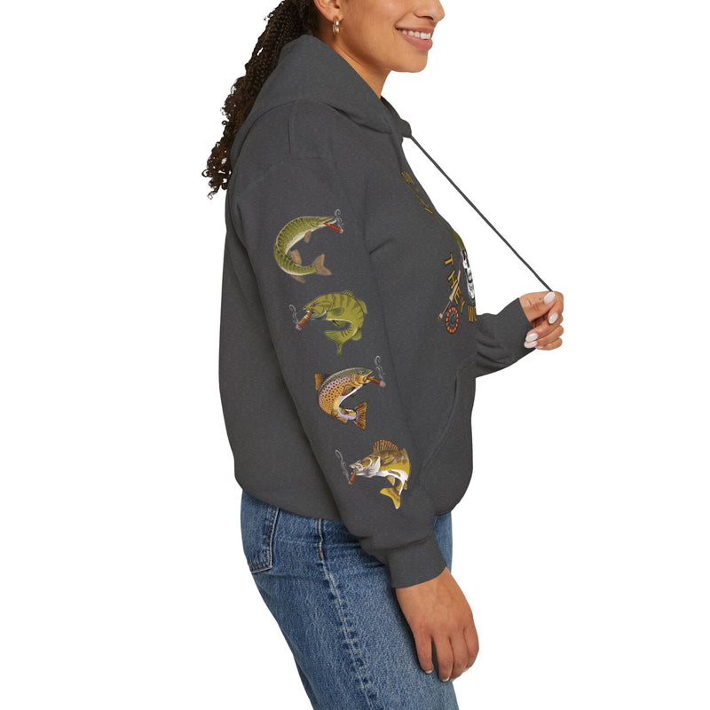 Load image into Gallery viewer, SMOKIN' Skull Mega-Fish Patriot Hoodie
