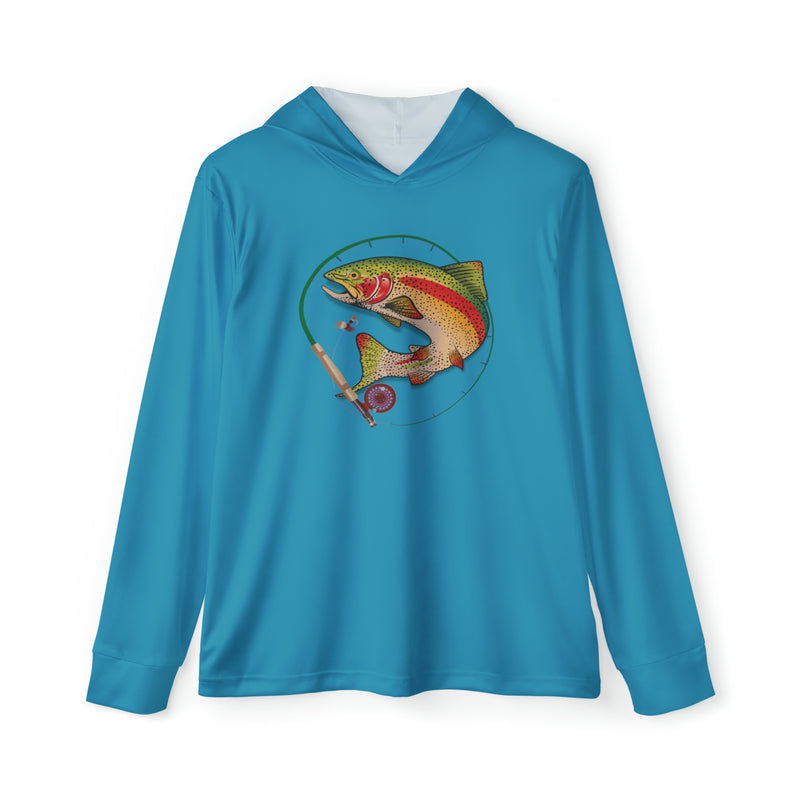 Load image into Gallery viewer, No Smokin&#39; Rainbow Trout Turquoise Fishing Hoodie
