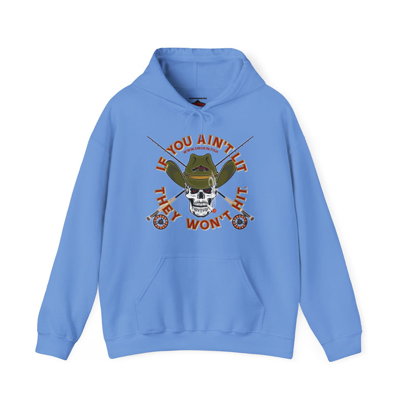 Load image into Gallery viewer, SMOKIN&#39; Doobie Cowboy Skull Americana Fly Rod Hoodie Sweatshirt
