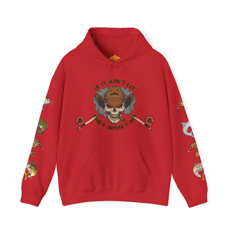 Load image into Gallery viewer, Smokin&#39; Skull and Mega-Fish Patriot Hoodie Sweatshirt
