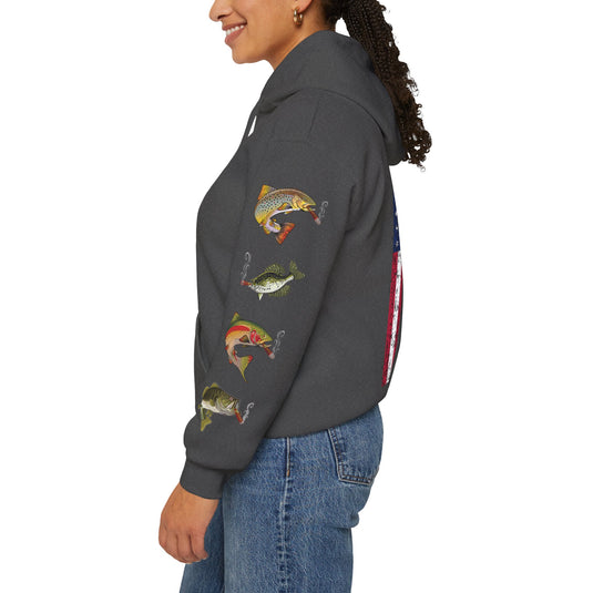 SMOKIN' Skull Mega-Fish Patriot Hoodie