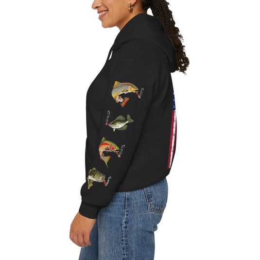 SMOKIN' Skull Mega-Fish Patriot Hoodie