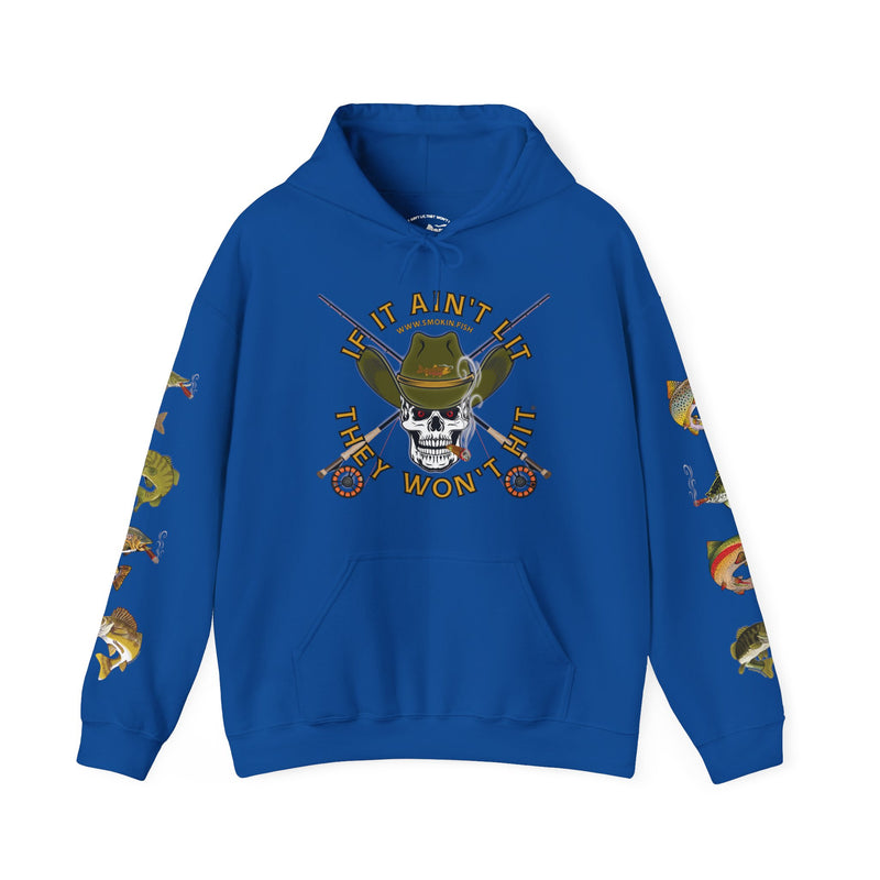 Load image into Gallery viewer, SMOKIN' Skull Mega-Fish Patriot Hoodie

