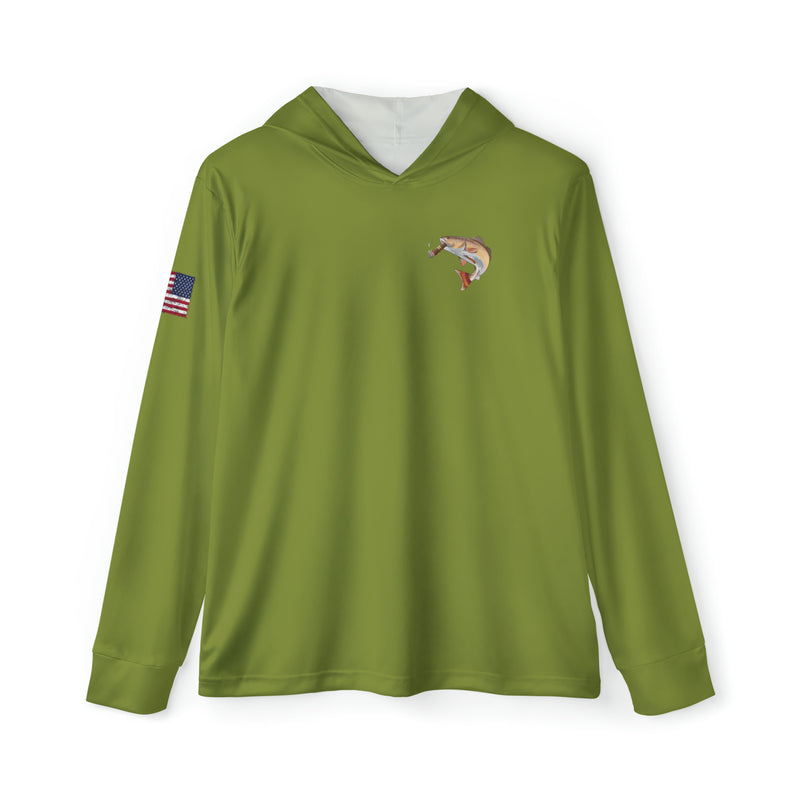 Load image into Gallery viewer, Smokin&#39; Redfish Patriot Fishing Hoodie | Olive
