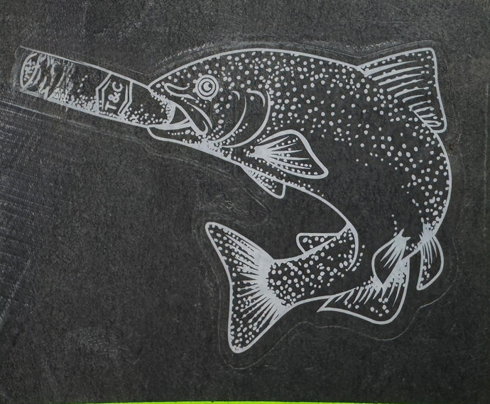Heritage Trout & Cigars Clear White Line Fish Sticker