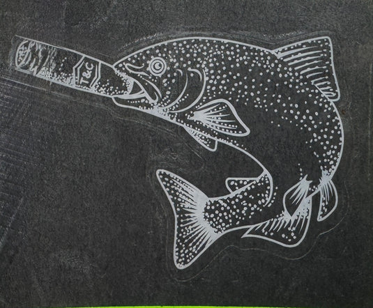 Heritage Trout & Cigars Clear White Line Fish Sticker